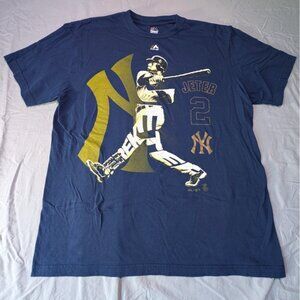 Derek Jeter New York Yankees Baseball T-Shirt XL MLB Majestic Graphic Tee